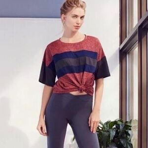 Free People Movement Ian’s Tee Navy Coral Gray Size Large